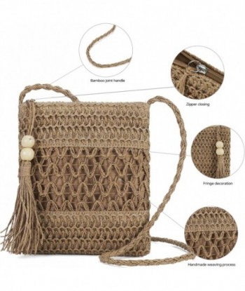 Petit sac à main de plage en paille pour femme : sacs en paille, sacs à bandoulière, sacs à main - Sac fourre-tout tissé en raphia pour les vacances d'été