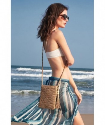 Petit sac à main de plage en paille pour femme : sacs en paille, sacs à bandoulière, sacs à main - Sac fourre-tout tissé en raphia pour les vacances d'été