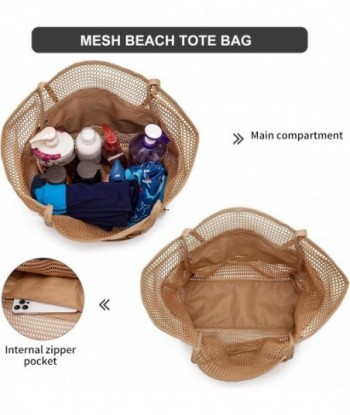 Sac de plage - Sac de plage en maille extra large résistant au sable avec poche et fermeture éclair, sèche rapidement, sac fourre-tout de plage, essentiels de plage pour les vacances