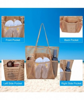 Sac de plage - Sac de plage en maille extra large résistant au sable avec poche et fermeture éclair, sèche rapidement, sac fourre-tout de plage, essentiels de plage pour les vacances