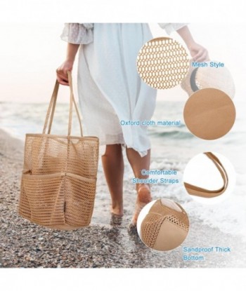 Sac de plage - Sac de plage en maille extra large résistant au sable avec poche et fermeture éclair, sèche rapidement, sac fourre-tout de plage, essentiels de plage pour les vacances