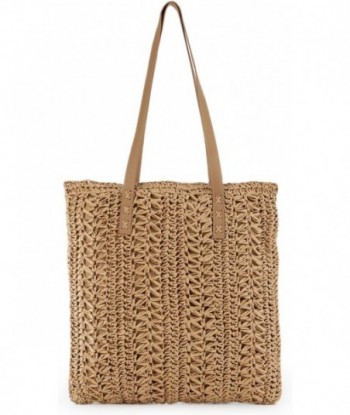 Sac de plage en paille Lanpet pour femme, sac fourre-tout tissé d'été, sacs à main à bandoulière pour les vacances et les voyages