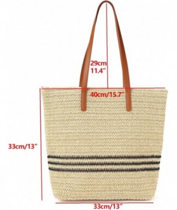 Sac de plage tissé Grands sacs fourre-tout Sacs à bandoulière en paille Sac à main fourre-tout pour femme avec fermeture éclair