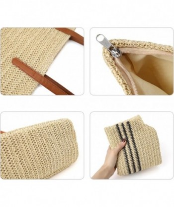 Sac de plage tissé Grands sacs fourre-tout Sacs à bandoulière en paille Sac à main fourre-tout pour femme avec fermeture éclair