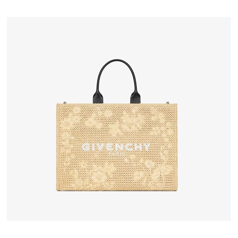 Givenchy Plage
Cabas G-Tote medium en raphia à broderie florale