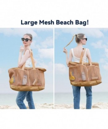 Sac de plage en maille extra large de 23 pouces 60 L, sac fourre-tout de plage XL avec fermeture éclair, sacs de plage imperméables et résistants au sable pour piscine