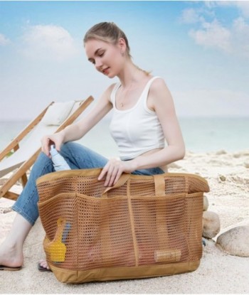 Sac de plage en maille extra large de 23 pouces 60 L, sac fourre-tout de plage XL avec fermeture éclair, sacs de plage imperméables et résistants au sable pour piscine