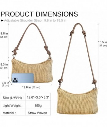 NIUEIMEE ZHOU Sac à bandoulière en paille pour femme Sac fourre-tout de plage tissé Sacs à main Hobo avec bandoulière réglable