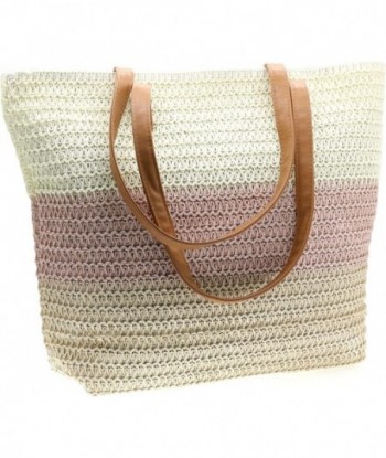 Grand sac fourre-tout en paille pour femme, sac de plage tissé en rotin, sacs à bandoulière à rayures colorées d'été, sac à main