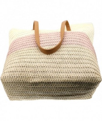 Grand sac fourre-tout en paille pour femme, sac de plage tissé en rotin, sacs à bandoulière à rayures colorées d'été, sac à main