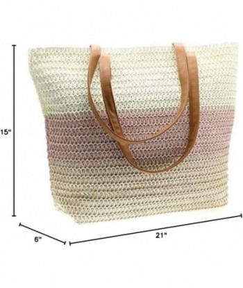 Grand sac fourre-tout en paille pour femme, sac de plage tissé en rotin, sacs à bandoulière à rayures colorées d'été, sac à main