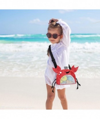 Sac de plage en maille pour enfants, joli sac de collecte de coquillages en forme de crabe avec sangle réglable pour contenir des jouets de plage en coquillages