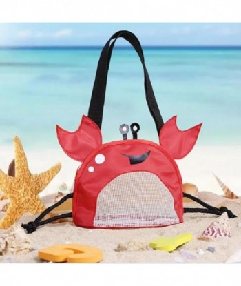 Sac de plage en maille pour enfants, joli sac de collecte de coquillages en forme de crabe avec sangle réglable pour contenir des jouets de plage en coquillages