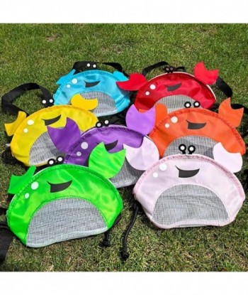 Sac de plage en maille pour enfants, joli sac de collecte de coquillages en forme de crabe avec sangle réglable pour contenir des jouets de plage en coquillages