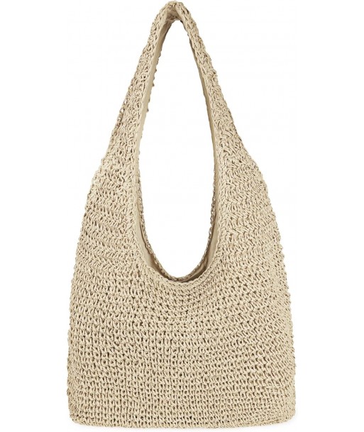 Grand sac de plage en paille pour femme, sac à bandoulière tissé à la main, sac fourre-tout Hobo, sac à main pour l'été