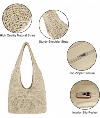 Grand sac de plage en paille pour femme, sac à bandoulière tissé à la main, sac fourre-tout Hobo, sac à main pour l'été