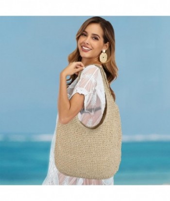 Grand sac de plage en paille pour femme, sac à bandoulière tissé à la main, sac fourre-tout Hobo, sac à main pour l'été