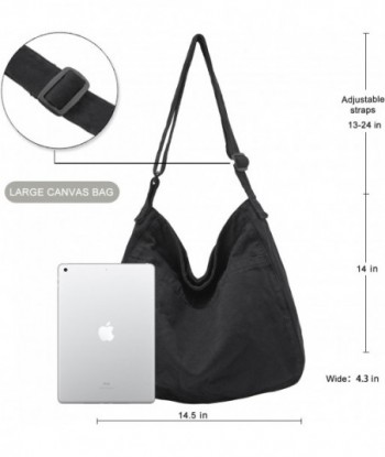 Sac fourre-tout en toile décontracté Hobo Sac à bandoulière pour femmes et hommes Grand sac à main Sac messager Voyage Travail