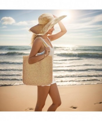 Sacs à bandoulière de plage pour femmes, sac de plage en paille de rotin tissé à la main, sac fourre-tout décontracté pour l'été et la mer, sac à bandoulière pour femmes