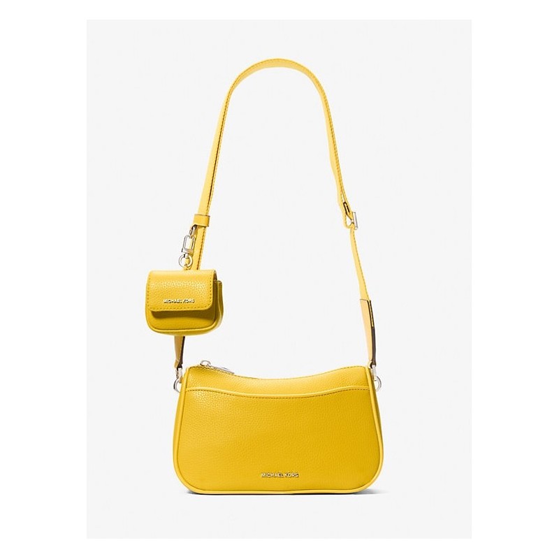 Sac bandoulière Jet Set moyen en cuir grainé, jaune