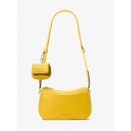 Sac bandoulière Jet Set moyen en cuir grainé, jaune