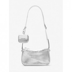 Sac bandoulière Jet Set moyen en cuir grainé, Argent