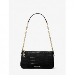 Michael Kors Sac bandoulière en cuir noir embossé crocodile