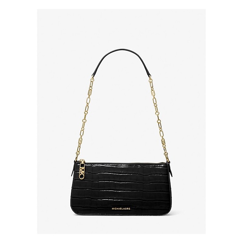 Michael Kors Sac bandoulière en cuir noir embossé crocodile